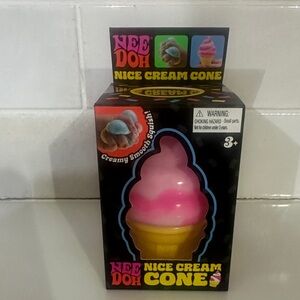 Needoh Nice Cream Cone Squishy Toy - Pink & Yellow